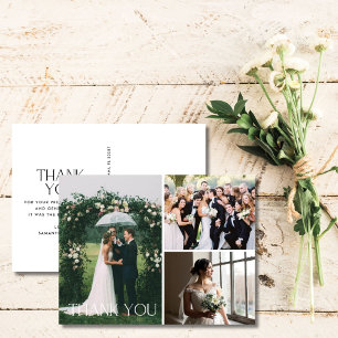 Wedding 3 Foto Collage Danke Postcard Postkarte