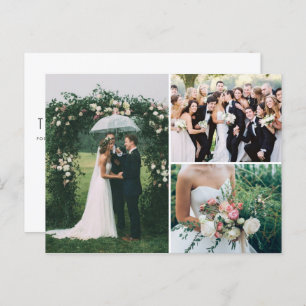 Wedding 3 Foto Collage Vielen Dank Postkarte