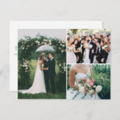 Wedding 3 Foto Collage Vielen Dank Postkarte (Vorne/Hinten)