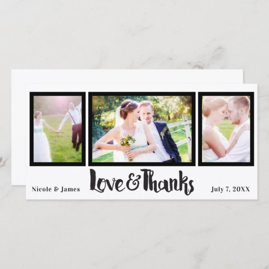 Wedding 3 Foto Liebe & Danke Script Vielen Dank (Vorne/Hinten)