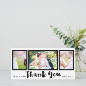 Wedding 3 Foto Picture Black Modern Vielen Dank Dankeskarte (Stehend Vorderseite)
