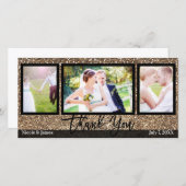 Wedding 3 Foto Picture Bronze Glitzer Vielen Dank Dankeskarte (Vorne/Hinten)