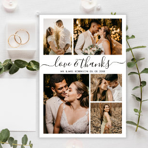 Wedding 5 Foto Collage Liebe und vielen Dank Postkarte
