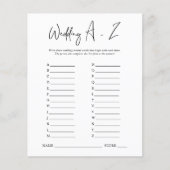 Wedding A-Z | Brautparty Game (Vorderseite)