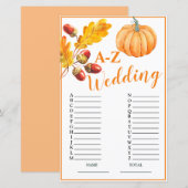 Wedding A-Z Fall Pumpkin Bridal Game (Vorne/Hinten)