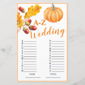 Wedding A-Z Fall Pumpkin Bridal Game (Vorderseite)