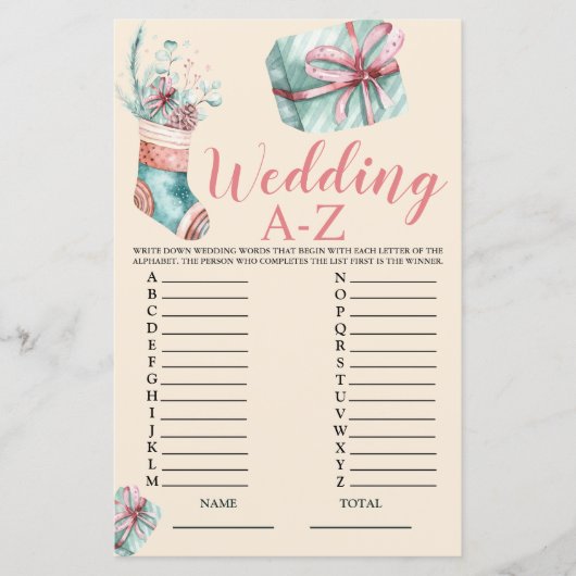 Wedding A-Z Weihnachts Strumpf Bridal Game (Vorderseite)