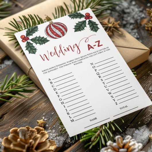 Wedding A-Z Winter Bridal Game