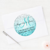 Wedding Address Beach Ombre Glitzer Lights Runder Aufkleber (Umschlag)