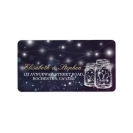 Wedding Address Chic Mason Jar Lila String Light Adressaufkleber