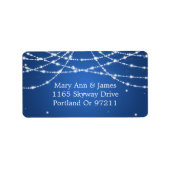 Wedding Address Sparkling String Blue Adressaufkleber (Vorne)