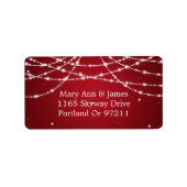 Wedding Address Sparkling String Red Adressaufkleber (Vorne)