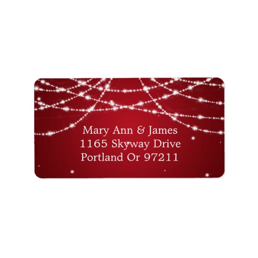 Wedding Address Sparkling String Red Adressaufkleber (Vorne)