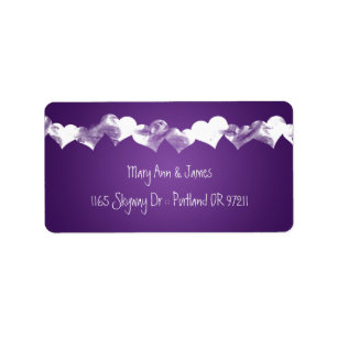Wedding Adressegrunge-Herzen lila Adressaufkleber