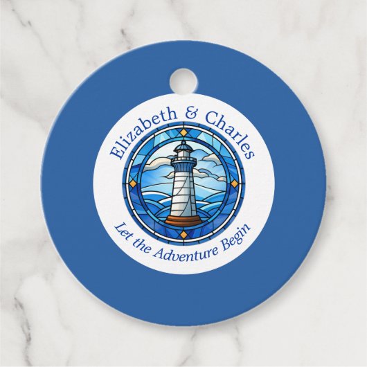 Wedding Adventure Lighthouse Sailing Nautical Name Geschenkanhänger (Vorderseite)