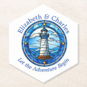 Wedding Adventure Lighthouse Sailing Nautical Untersetzer (Vorderseite)