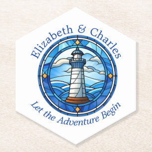 Wedding Adventure Lighthouse Sailing Nautical Untersetzer