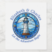 Wedding Adventure Lighthouse Sailing Nautical Weinetikett (Einzelnes Label)