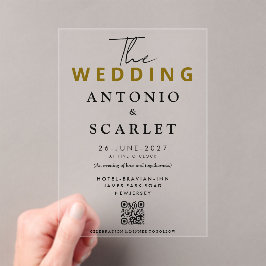 Wedding Aesthetic QR Code Elegant And minimalist Acryleinladungen