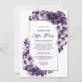 Wedding After Party Rustic Purple Floral Reception Einladung (Vorderseite)