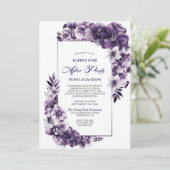 Wedding After Party Rustic Purple Floral Reception Einladung (Stehend Vorderseite)