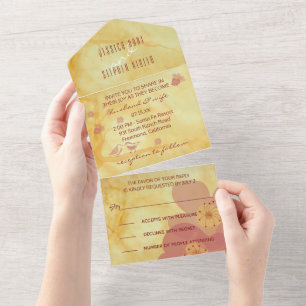 Wedding All N one Invite Asian Influence Love Bird All In One Einladung