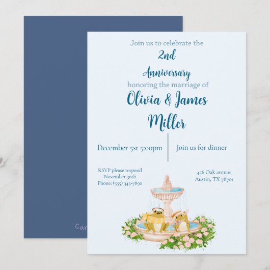 Wedding and anniversary invitation einladung (Vorne/Hinten)