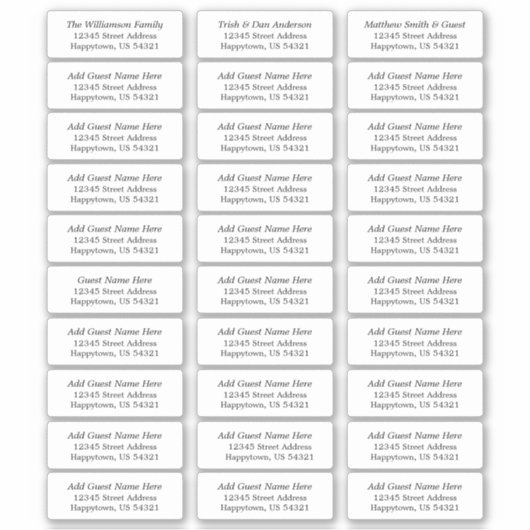 Wedding and Event 30 Guest Address Labels (Vorderseite)