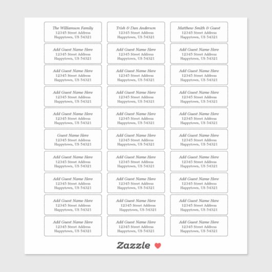 Wedding and Event 30 Guest Address Labels (Blatt)