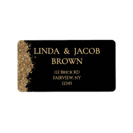 Wedding Anniversary Gold Faux Glitter Address  Adressaufkleber