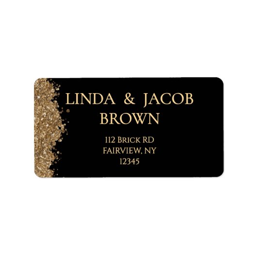 Wedding Anniversary Gold Faux Glitter Address  Adressaufkleber (Vorne)