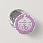 Wedding anniversary Lace look change the year Button (Vorne & Hinten)