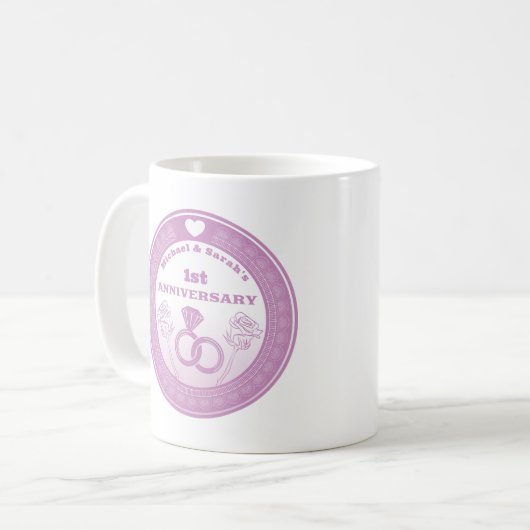 Wedding anniversary Lace look change the year Kaffeetasse (Vorderseite Links)