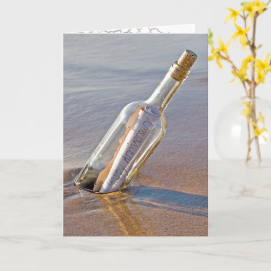 Wedding anniversary message in a bottle karte (Gelbe Blume)