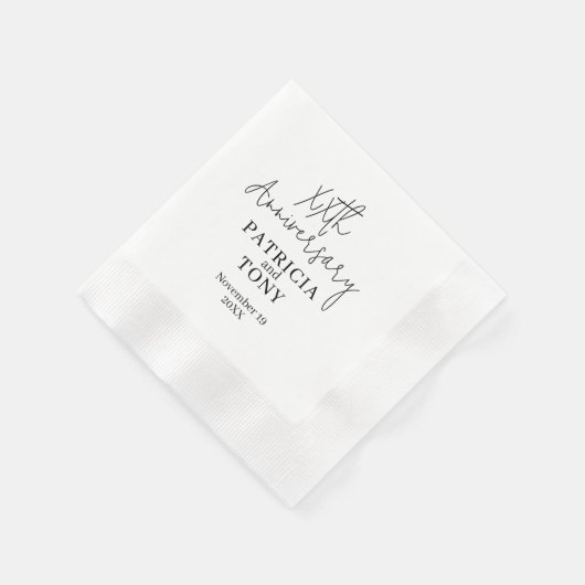 Wedding Anniversary Personalized BW Modern Serviette (Ecke)