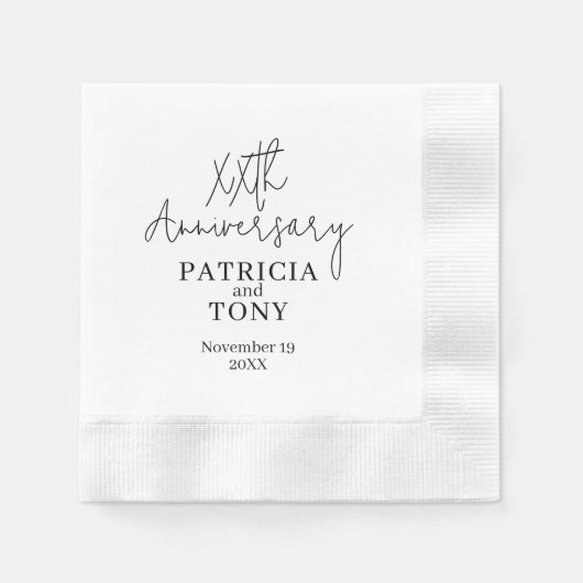 Wedding Anniversary Personalized BW Modern Serviette (Vorderseite)