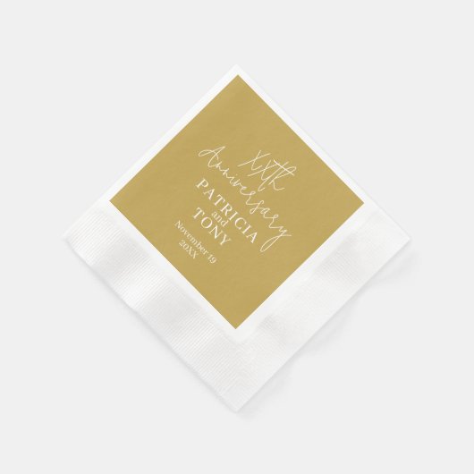 Wedding Anniversary Personalized - Gold Modern Serviette (Ecke)