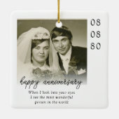 Wedding Anniversary Photo Heartfelt Message Keramikornament (Rückseite)