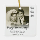 Wedding Anniversary Photo Heartfelt Message Keramikornament (Vorderseite)