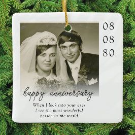 Wedding Anniversary Photo Heartfelt Message Keramikornament