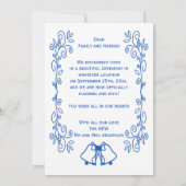 Wedding Announcement Card Blue Sapphire Bells Einladung (Rückseite)