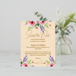 Wedding announcement, Floral invitation Folie Einladungspostkarte