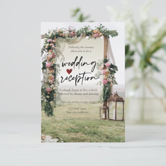 Wedding Arbor Lantern Empfang Einladung (Stehend Vorderseite)