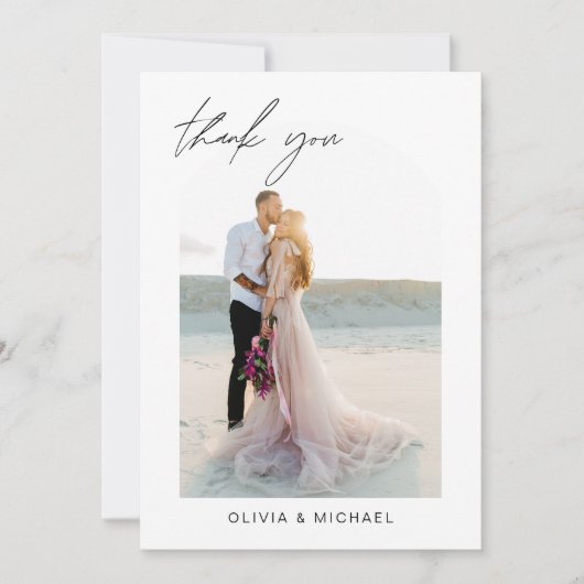 Wedding Arch Vielen Dank Foto Minimalistisch roman Dankeskarte (Vorderseite)