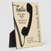 Wedding Audio Gästebuch Black Phone auf Cream 8x10 Fotoplatte (Seite)