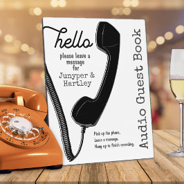 Wedding Audio Gästebuch Black Phone auf White 8x10 Fotoplatte