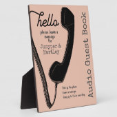 Wedding Audio Gästebuch Schwarzes Telefon auf Rosa Fotoplatte (Seite)
