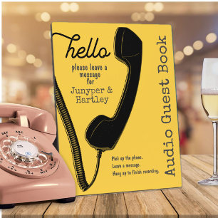 Wedding Audio Guest Book Black Phone Mustard 8x10 Fotoplatte