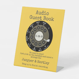 Wedding Audio Guest Book Black Rotary Dial Yellow Sockelschild