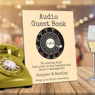 Wedding Audio Guest Book Black Rotary Ivory Cream Fotoplatte